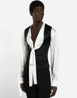 Single-breasted silk vest