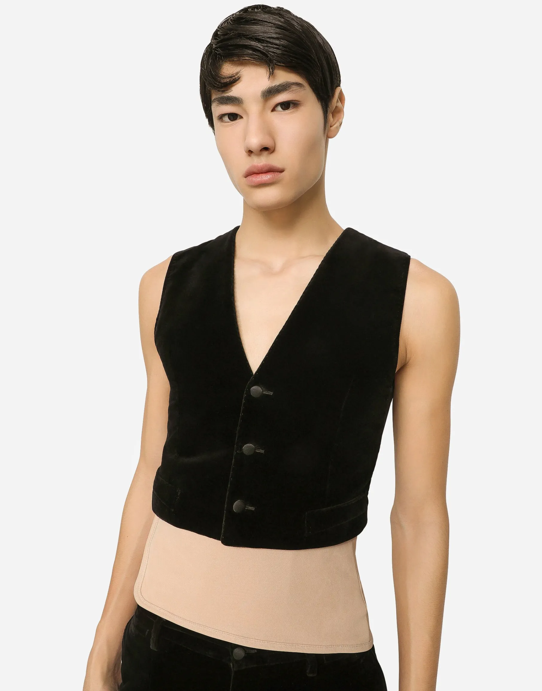 Single-breasted smooth velvet suit