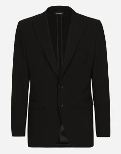Single-breasted stretch cotton Taormina-fit jacket