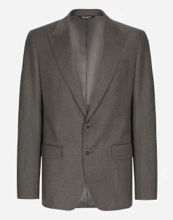 Single-breasted stretch flannel Sicilia-fit jacket
