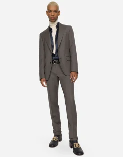 Single-breasted stretch flannel Sicilia-fit jacket