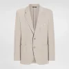 Single-breasted stretch jersey jacket with logo embroidery