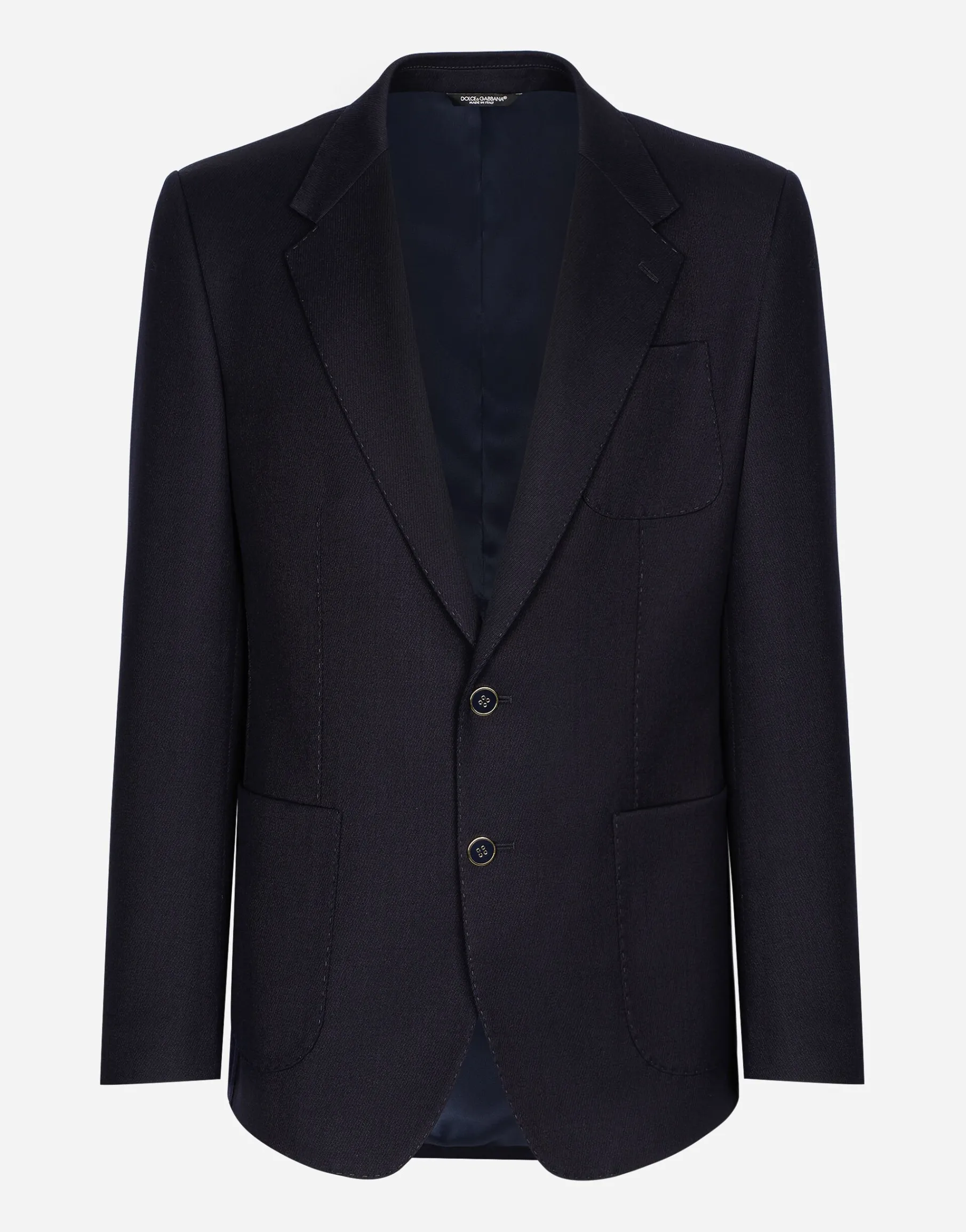 Single-breasted stretch wool tricotine jacket