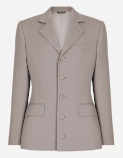 Single-breasted stretch wool Dolce-fit jacket