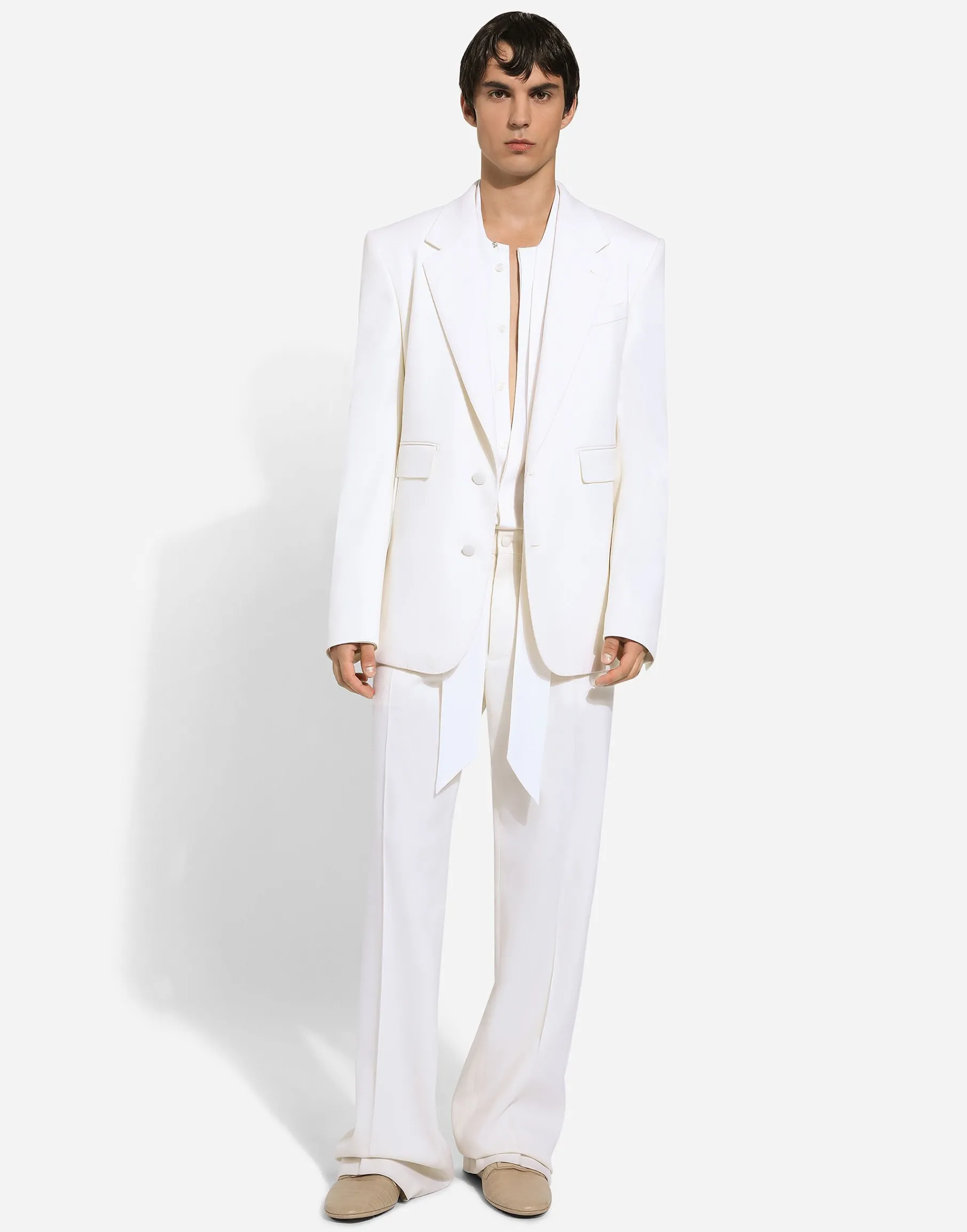 Single-breasted stretch wool Sicilia-fit jacket