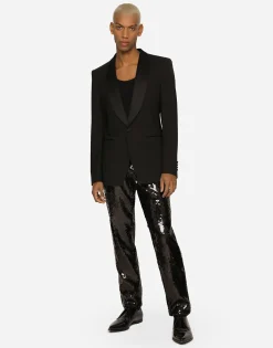 Single-breasted stretch wool Sicilia-fit tuxedo jacket