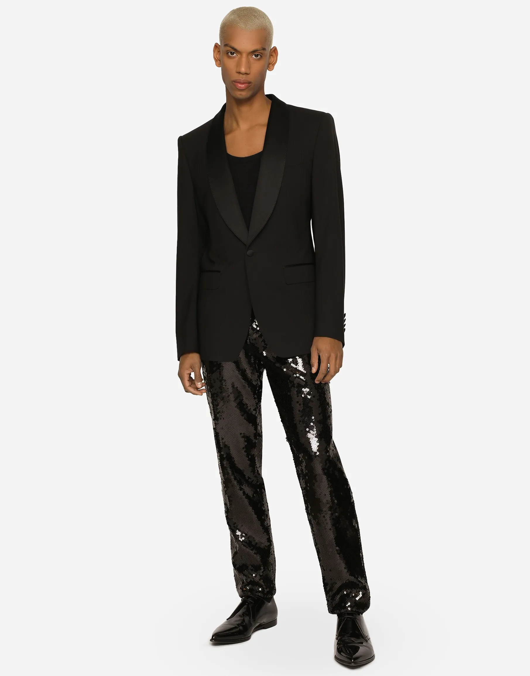 Single-breasted stretch wool Sicilia-fit tuxedo jacket