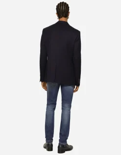 Single-breasted stretch wool tricotine jacket
