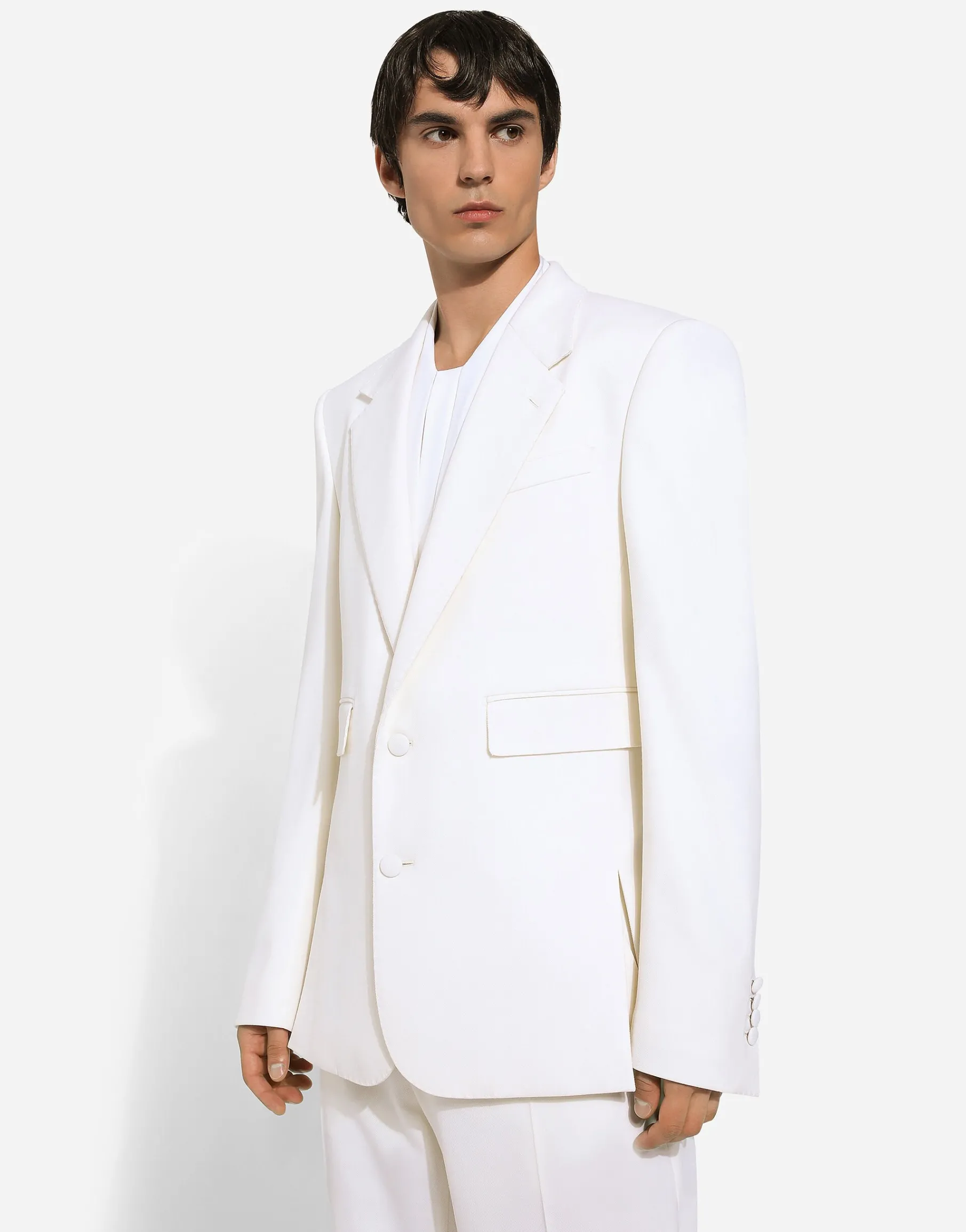 Single-breasted stretch wool Sicilia-fit jacket