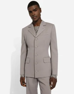 Single-breasted stretch wool Dolce-fit jacket