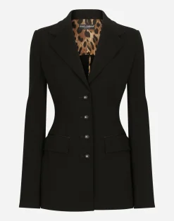 Single-breasted Turlington jacket in jersey Milano rib