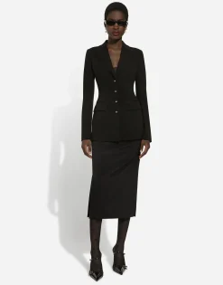 Single-breasted Turlington jacket in jersey Milano rib