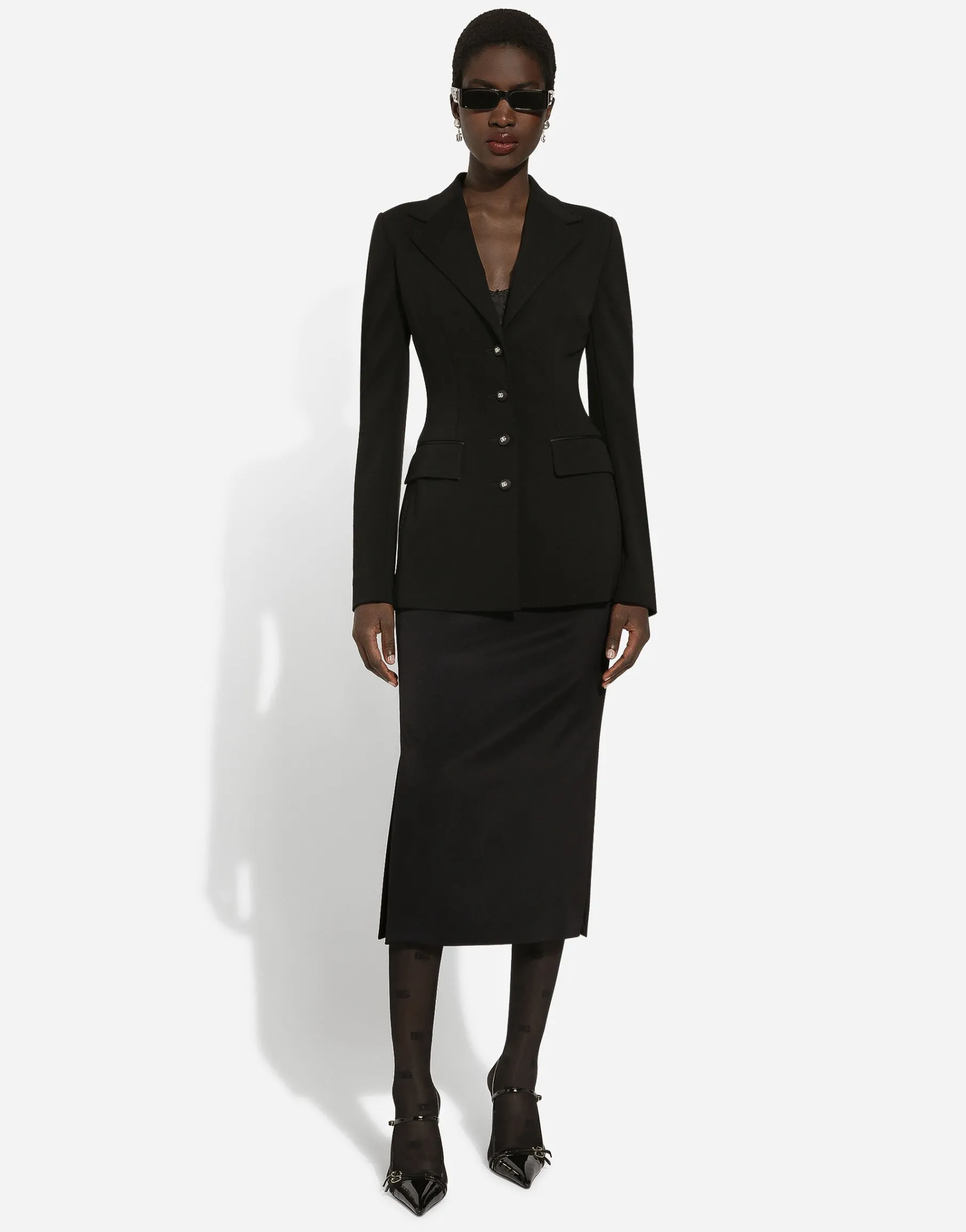Single-breasted Turlington jacket in jersey Milano rib