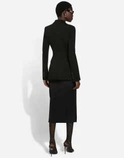 Single-breasted Turlington jacket in jersey Milano rib
