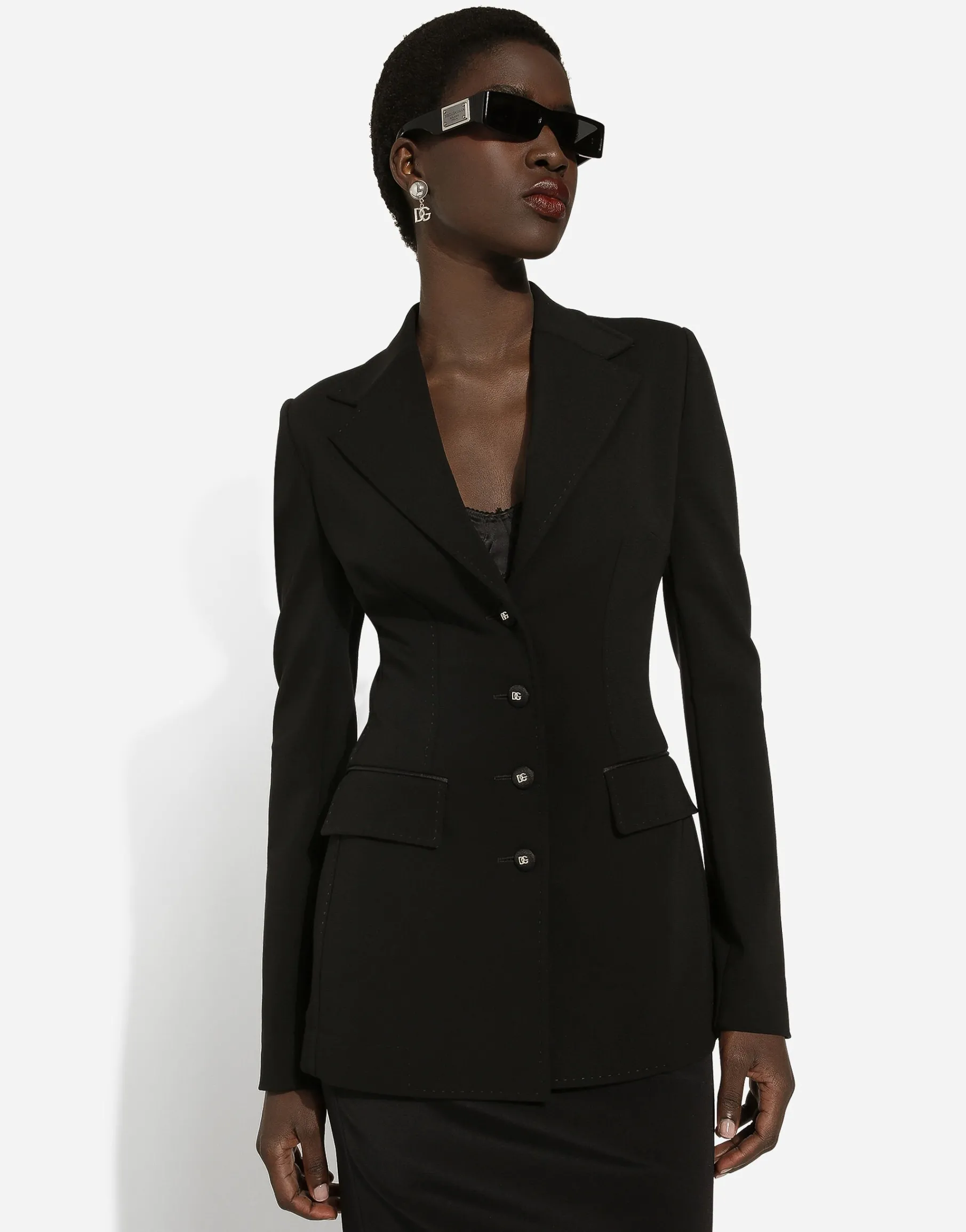 Single-breasted Turlington jacket in jersey Milano rib