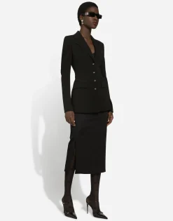 Single-breasted Turlington jacket in jersey Milano rib