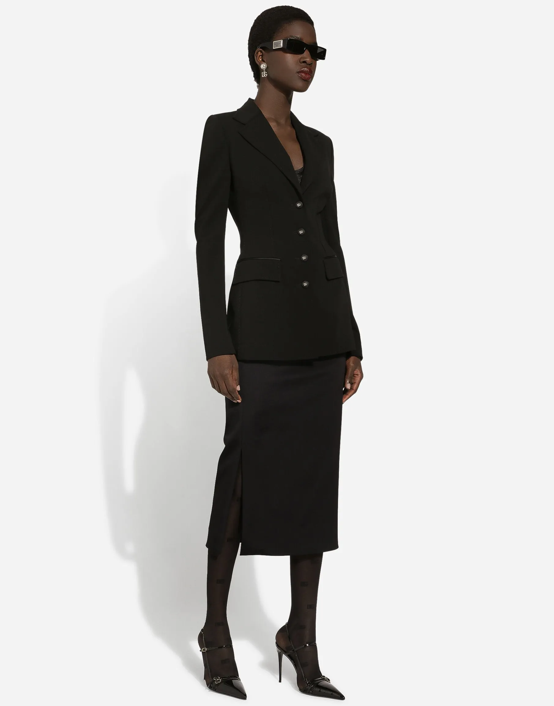 Single-breasted Turlington jacket in jersey Milano rib