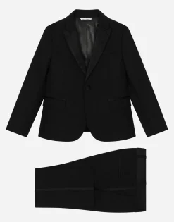 Single-breasted tuxedo suit in stretch wool