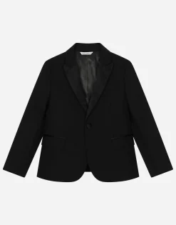 Single-breasted tuxedo suit in stretch wool