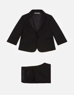 Single-breasted tuxedo suit in stretch wool
