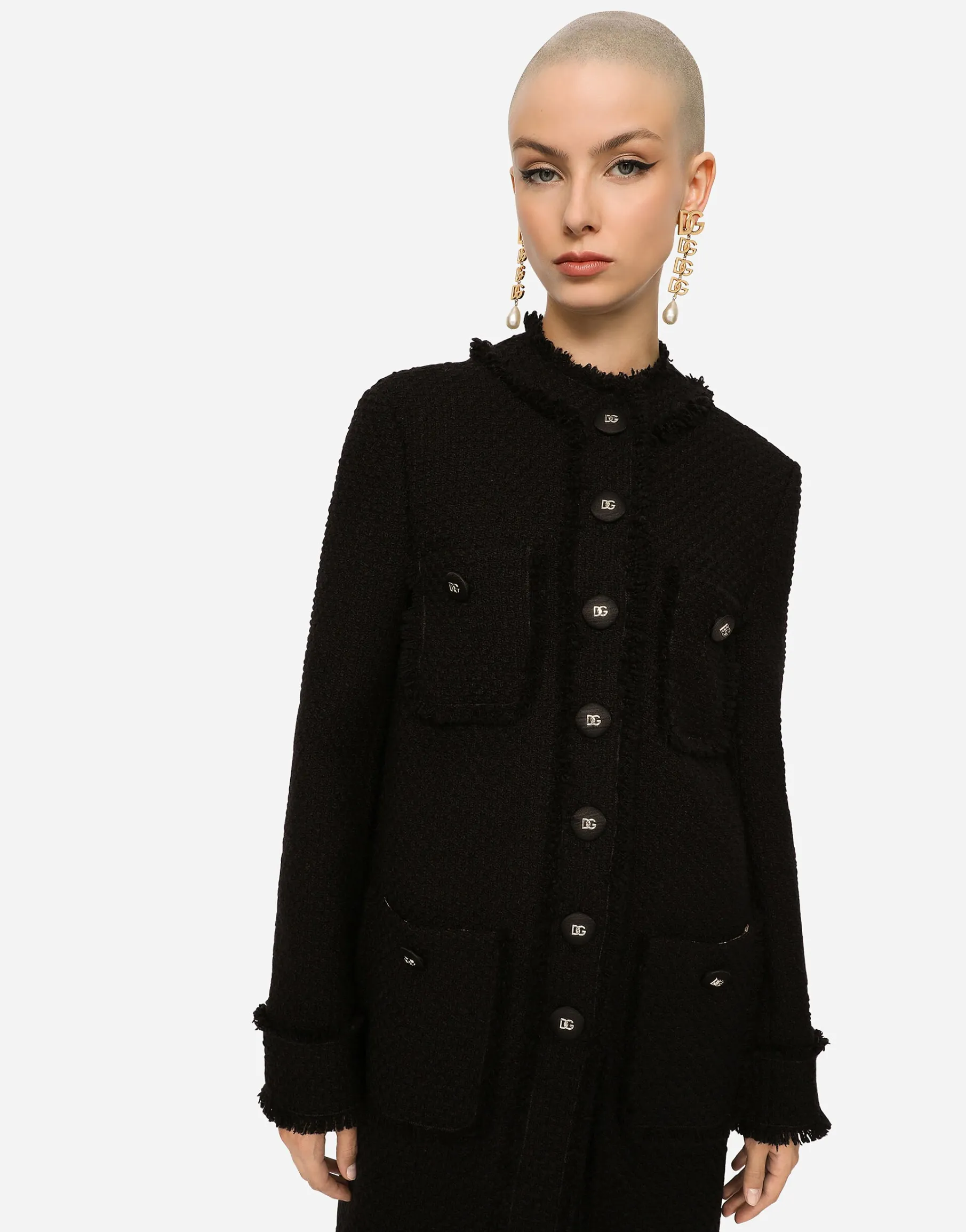 Single-breasted tweed coat