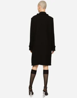 Single-breasted tweed coat