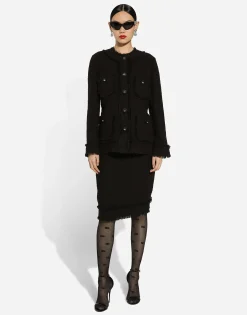 Single-breasted tweed jacket