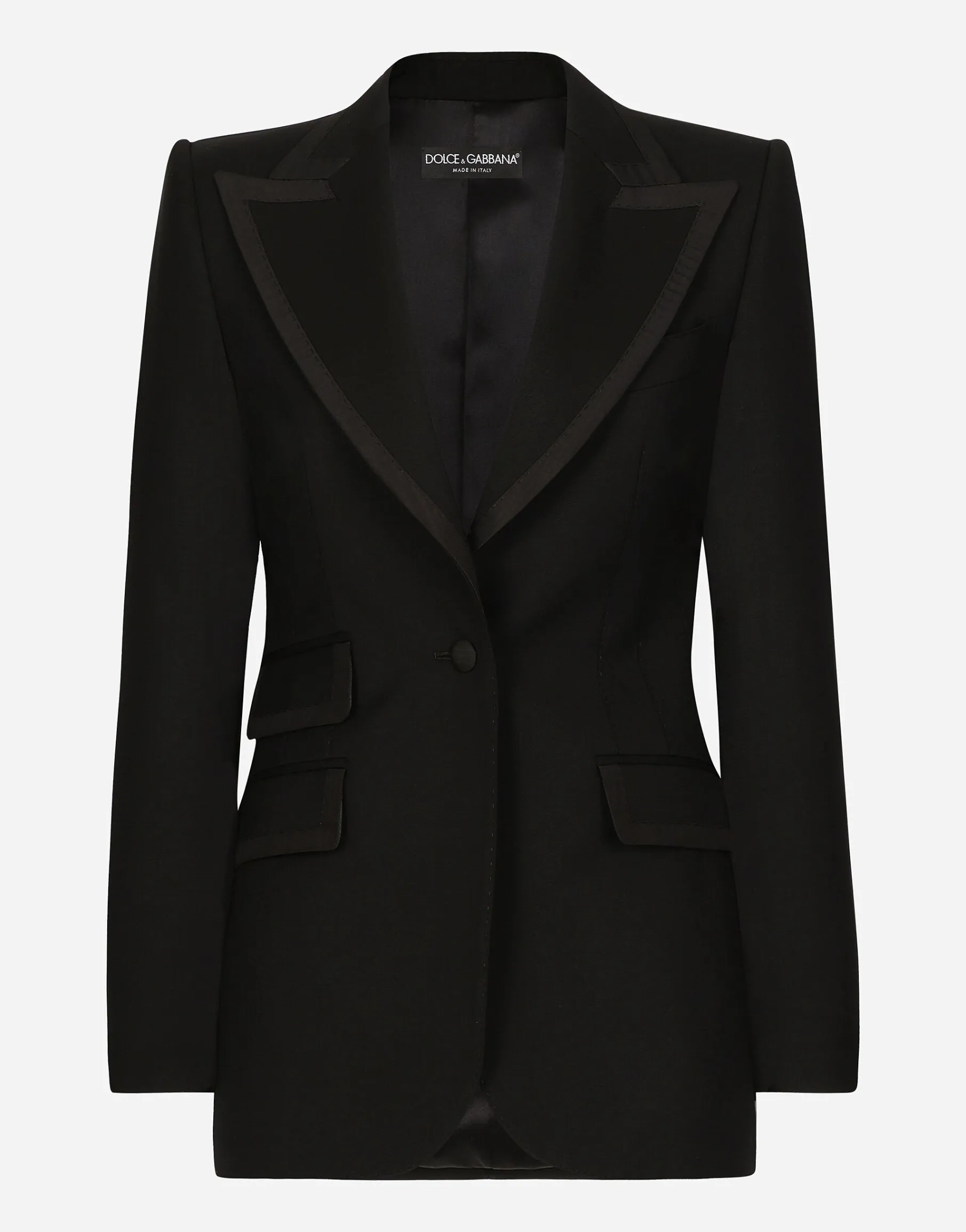 Single-breasted twill Turlington tuxedo jacket