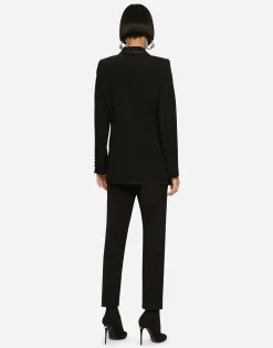 Single-breasted twill Turlington tuxedo jacket
