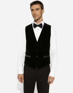 Single-breasted velvet vest