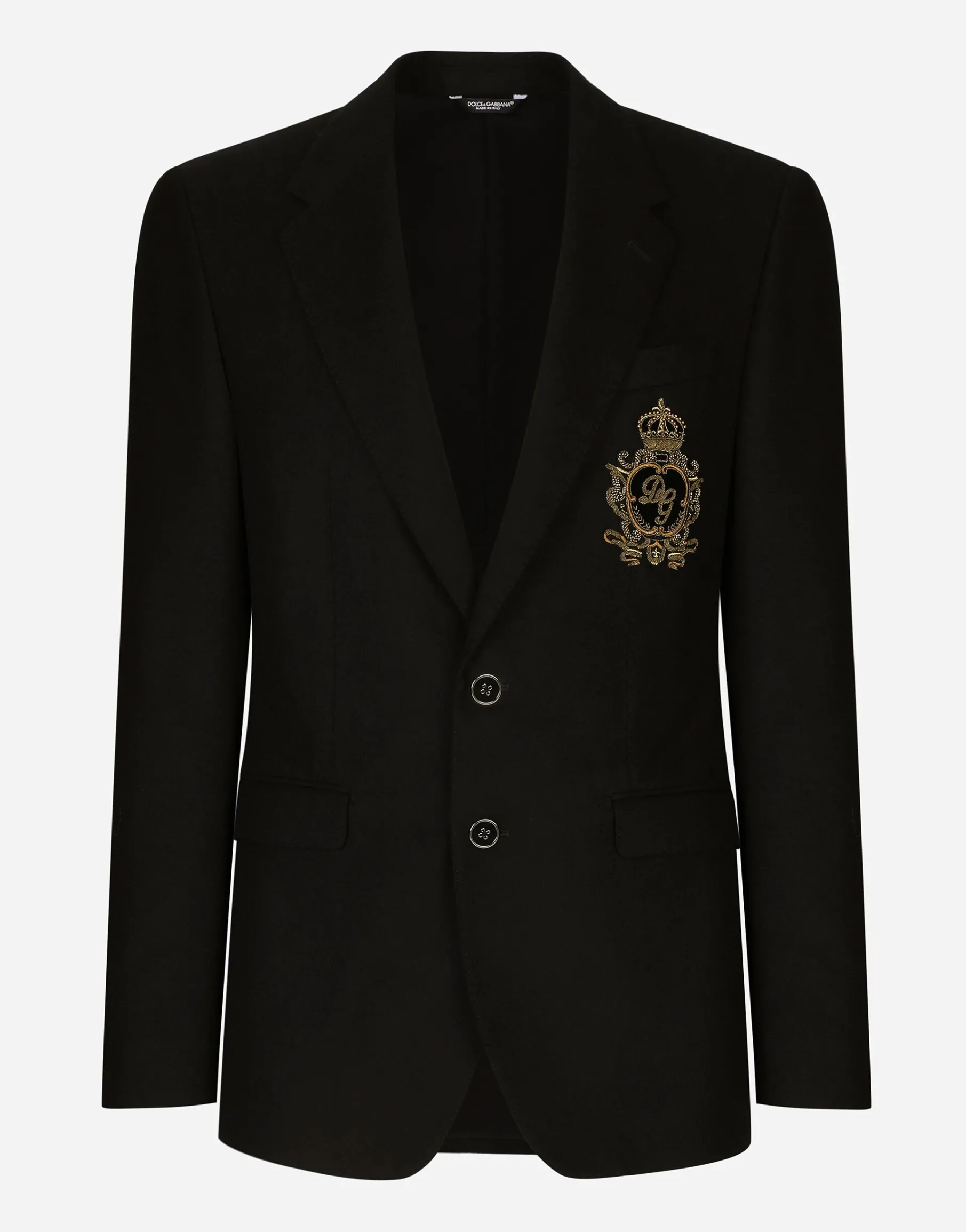 Single-breasted wool and cashmere jacket with DG patch
