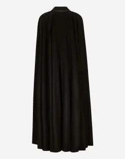 Single-breasted wool and cashmere cape