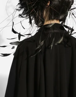 Single-breasted wool and cashmere cape