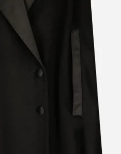 Single-breasted wool and cashmere cape