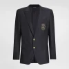 Single-breasted wool and silk jacket with patch