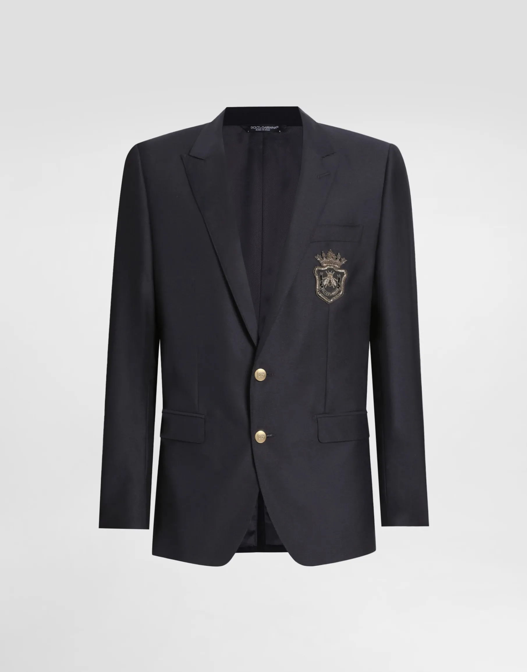 Single-breasted wool and silk jacket with patch