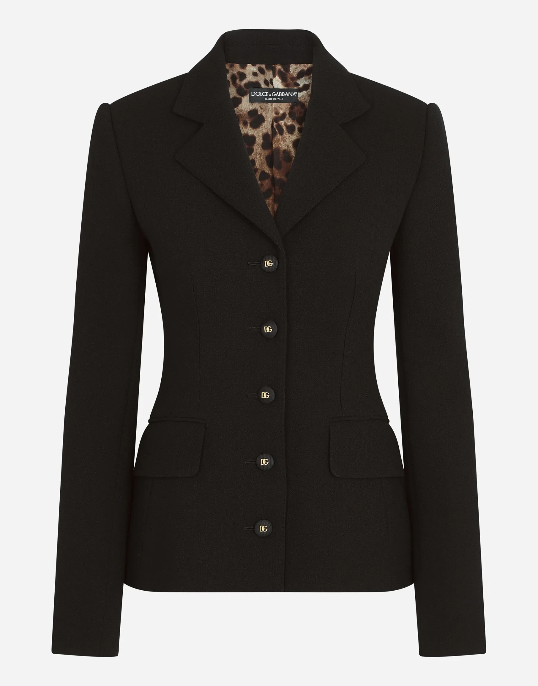 Single-breasted wool crepe Dolce jacket with DG buttons