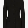 Single-breasted wool crepe jacket