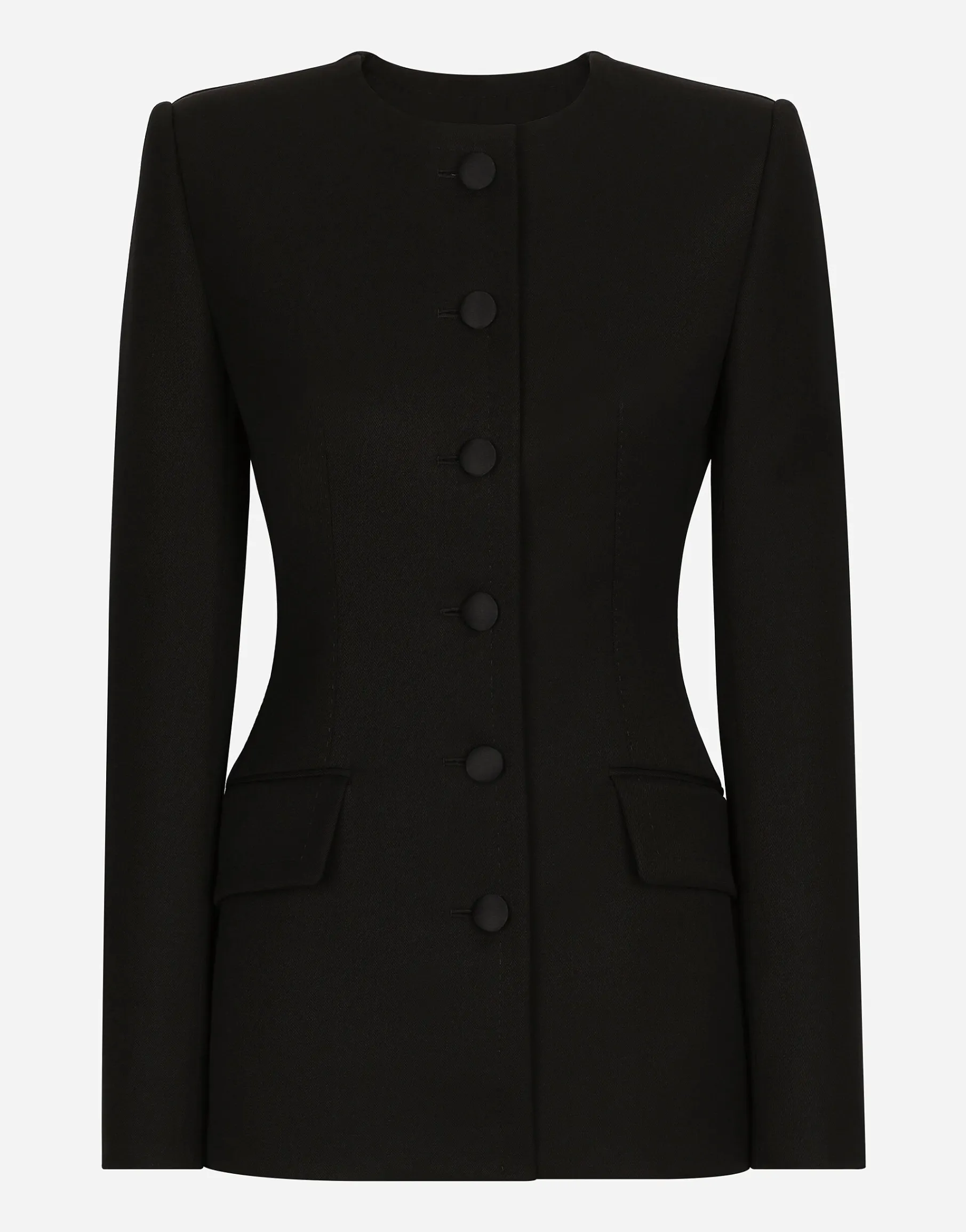 Single-breasted wool crepe jacket