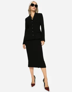 Single-breasted wool crepe Dolce jacket with DG buttons