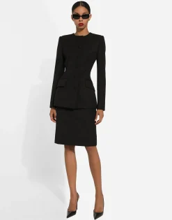 Single-breasted wool crepe jacket