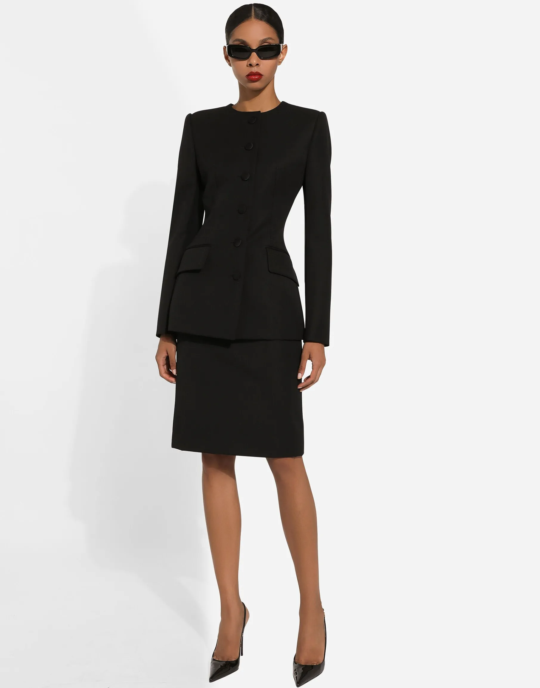 Single-breasted wool crepe jacket