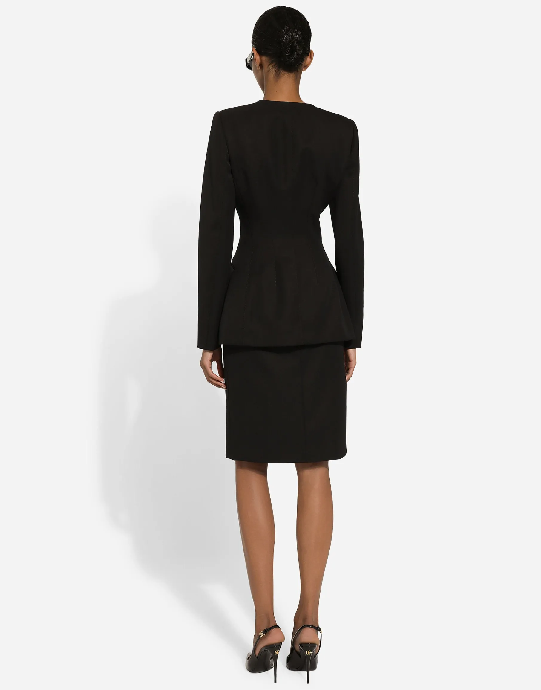 Single-breasted wool crepe jacket