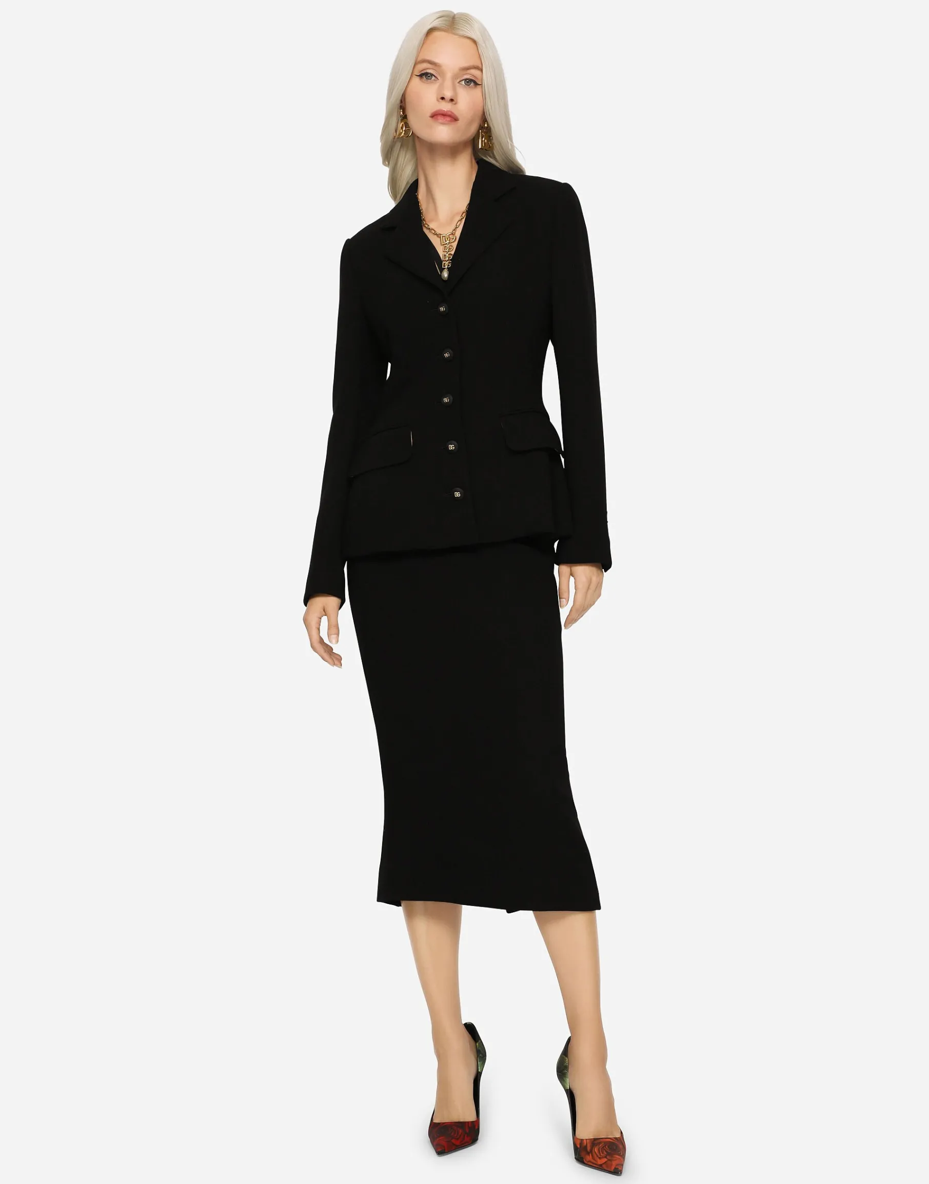 Single-breasted wool crepe Dolce jacket with DG buttons