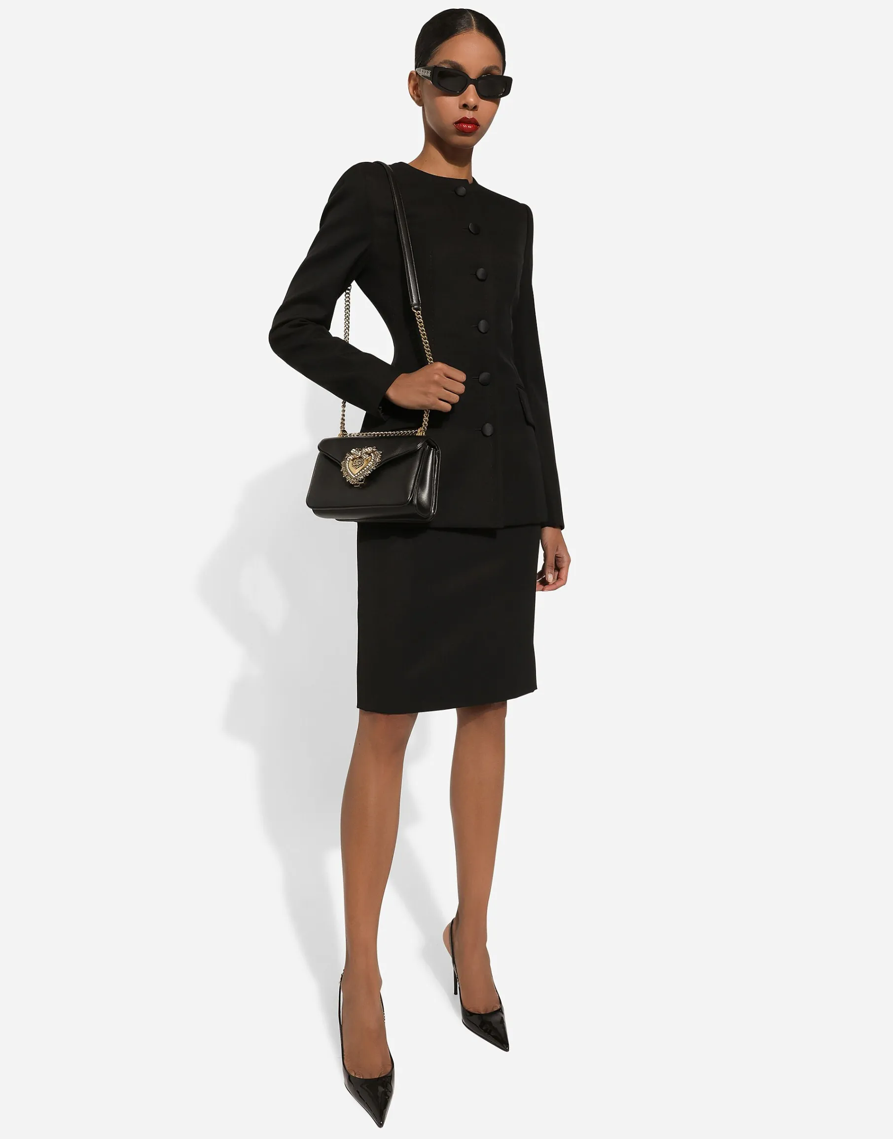 Single-breasted wool crepe jacket