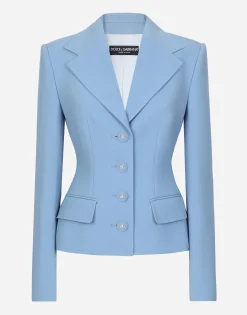 Single-breasted wool crêpe Dolce jacket