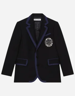 Single-breasted wool jacket with contrasting trim and DG logo
