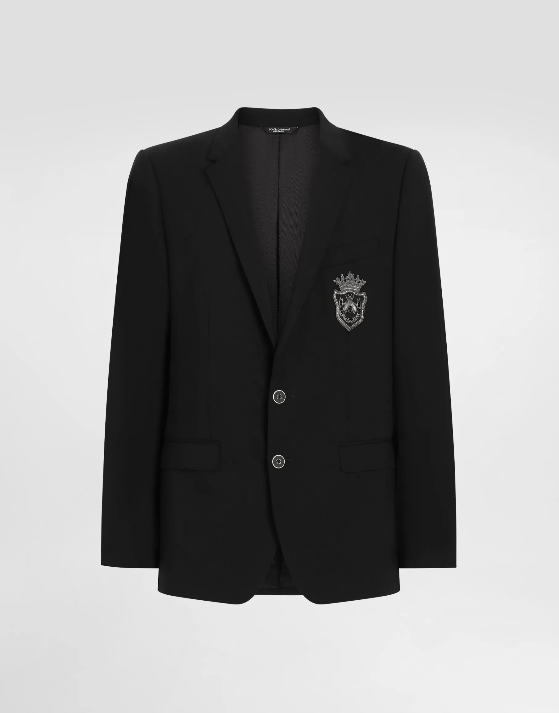 Single-breasted wool Martini-fit suit with heraldic emblem