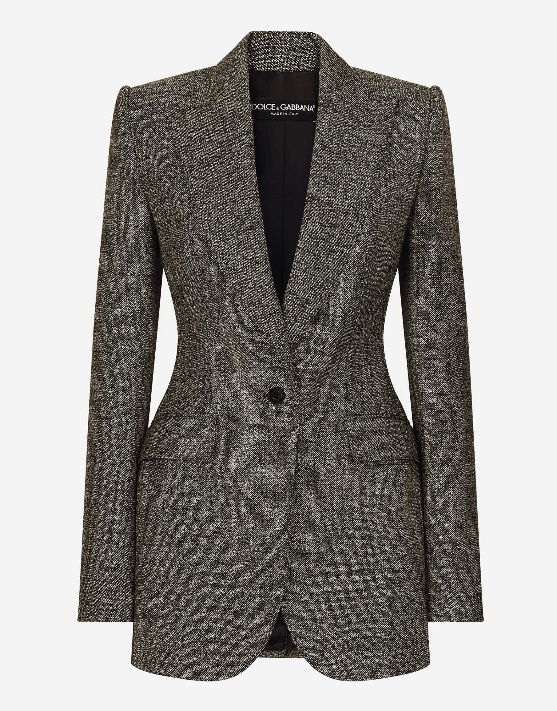 Single-breasted wool micro-tweed Turlington jacket
