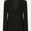 Single-breasted wool Sicilia-fit jacket with jacquard DG detailing